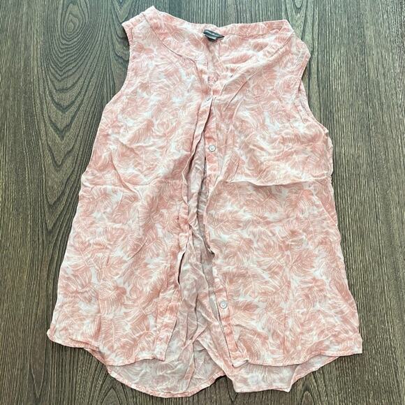 Eddie Bauer Womens Magnolia Y-Neck Button Down Tank Top Rayon Floral Pink Size M - Picture 1 of 4